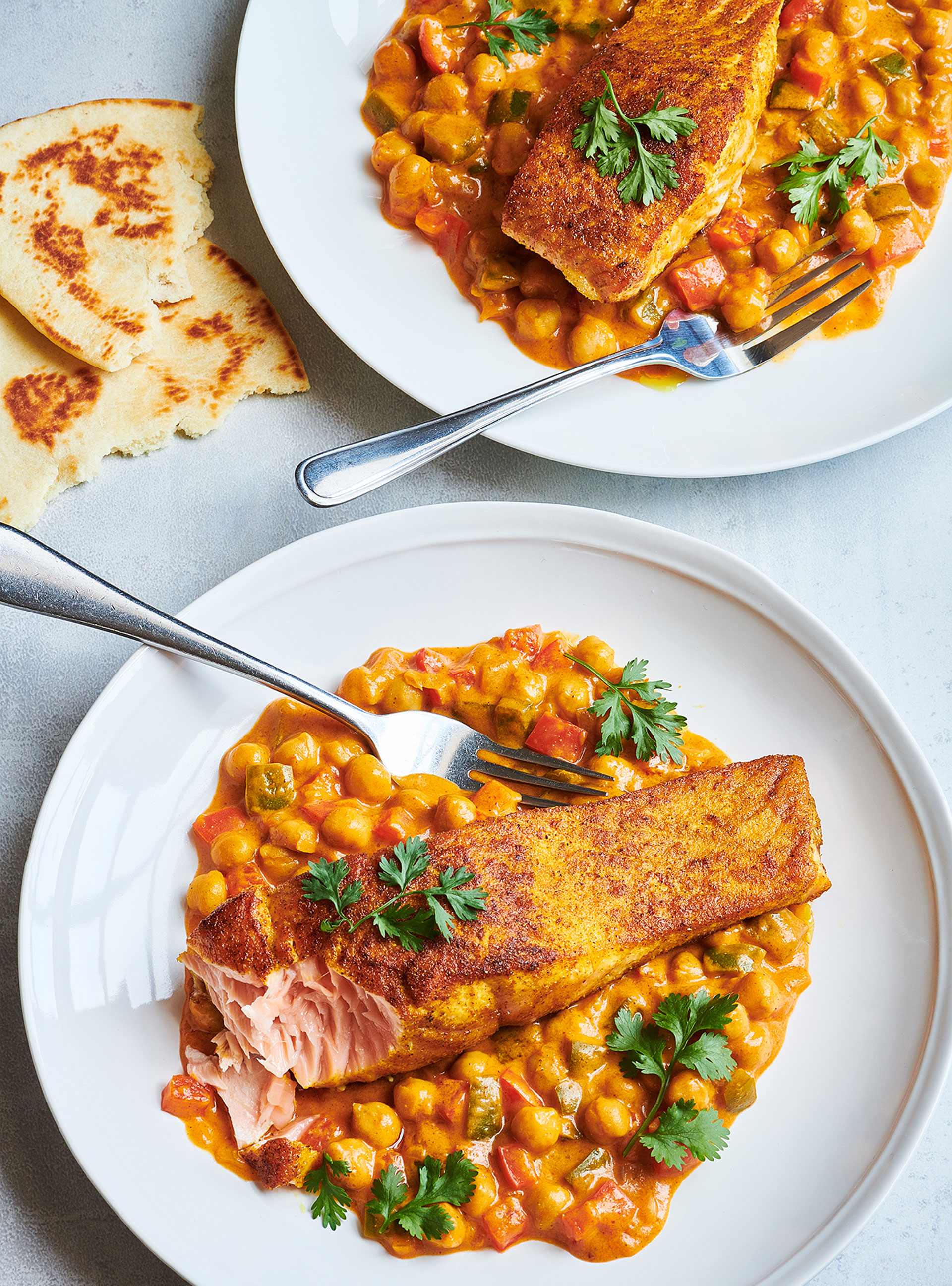 Saumon au cari et pois chiches tikka masala